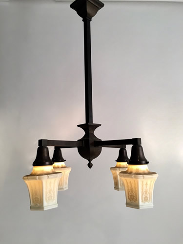 4-Light Chandelier with Steuben Calcite shades